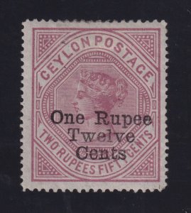 Ceylon Sc #115 (1885) 1r12c on 2r50c dull rose Victoria Surcharged Mint H