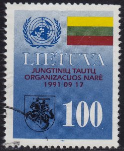 Lithuania - 1992 - Scott #421 - used - United Nations