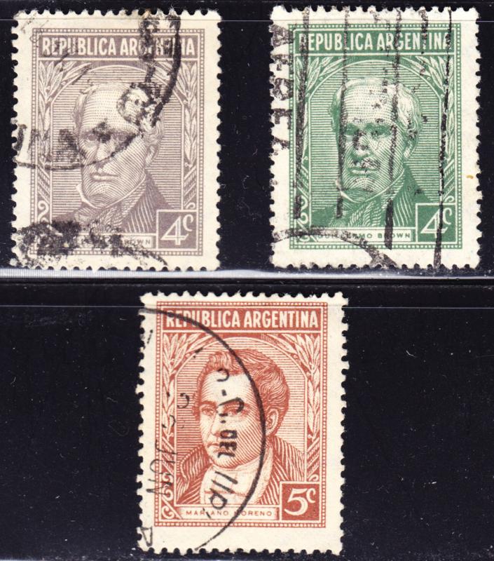 Argentina Scott 425-427  wtmk 90  F to VF used.