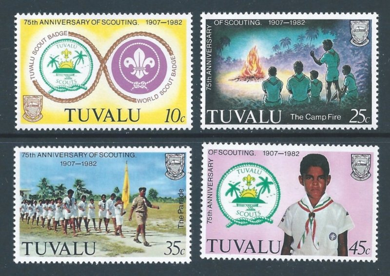 Tuvalu #176-9 NH Boy Scouts 75th Anniv.