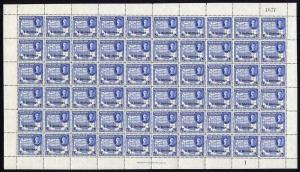 Somaliland Protectorate KGVI SG134 2/- on 3r Bright Blue COMPLETE sheet (60) U/M