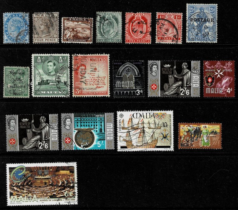 18 Unchecked Used Stamps of Malta