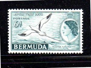 BERMUDA #168  1959  QEII & PEROT POST OFFICE,  HAMILTON   MINT  VF NH  O.G