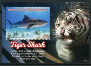 Grenadines Grenada 2019 MNH Sharks Tiger Shark 1v S/S I Marine Animals Stamps