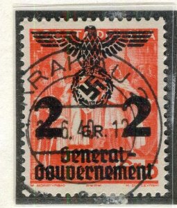 GERMANY; POLISH OCC. 1940 General Govt. surcharged issue used 2g. Full Postmark