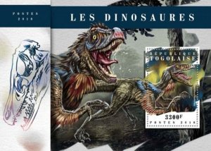 Togo - 2018 Dinosaurs on Stamp Souvenir Sheet Michel #8821/Bl  1548 TG18102b