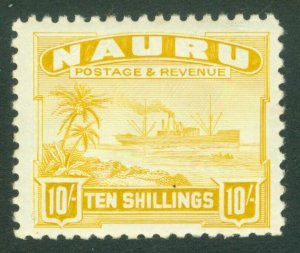 SG 39a Nauru 1924-34. 10/- yellow. Fine unmounted mint CAT £130