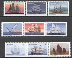 A0698 1996 Nicaragua Transport Classic Sailing Ships & Boats Set Mnh