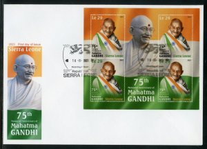 SIERRA LEONE 2023 75th MEMORIAL ANNIVERSARY OF MAHATMA GANDHI SHEET IV FDC