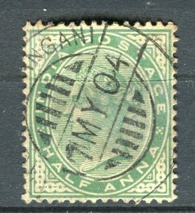 INDIA; 1890s early classic QV issue 1/2a. value, + fair Postmark,