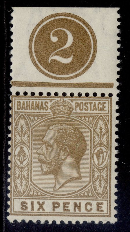 BAHAMAS GV SG86, 6d bistre-brown, VLH MINT. CONTROL 