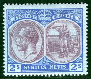 ST KITTS & NEVIS KGV Stamp SG.52 2s High Value(1920) Mint VLMM Cat £30 BRBLUE54