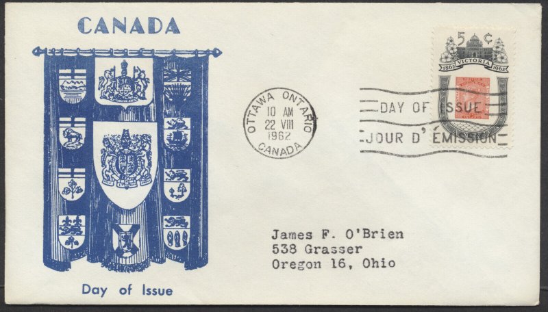 1962 #399 Victoria BC Centenary FDC Cachet Craft GP Cachet Ottawa