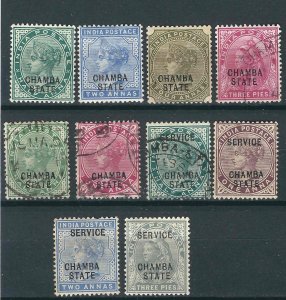 India Chamba 10 Different Used F/VF 1866-99 SCV $28.75