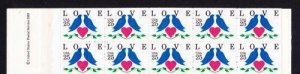 U S Scott # 2441a   25c Love Stamp Pane of 10 VF Mint NH