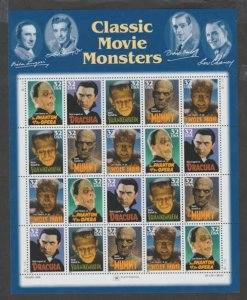 U.S. Scott #3168-3172 Movie Monsters Stamps - Mint NH Sheet - Middle Plate