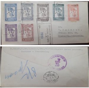 D)1950, VENEZUELA, COVER CIRCULATED FROM VENEZUELA TO INDONESIA, WITH SEVE