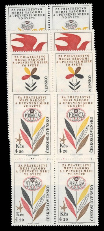 Czechoslovakia #C53-56 Cat$21+, 1962 Prague Exhibition, complete set in block...