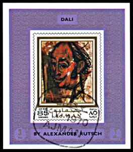 Ajman Michel 707 deluxe sheet, CTO, Painting of Dali by Alexander Rutsch