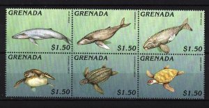 GRENADA 1996 MARINE LIFE SHEET OF 6 STAMPS MNH