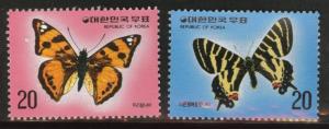 Korea Scott 1004-1005 MNH** 1976, Jan 20 Butterfiles CV $3