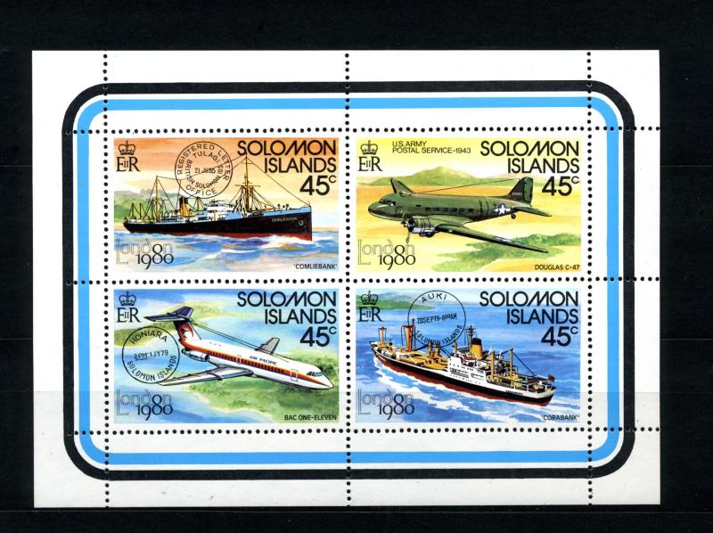 1980 Solomon Islands Scott 425 Mint NH London 1980 Ships Planes Jet