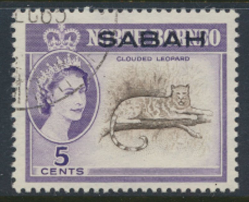 SABAH Opt on North Borneo  SG 410a  SC# 3* Used   Clouded Leopard see scans /...