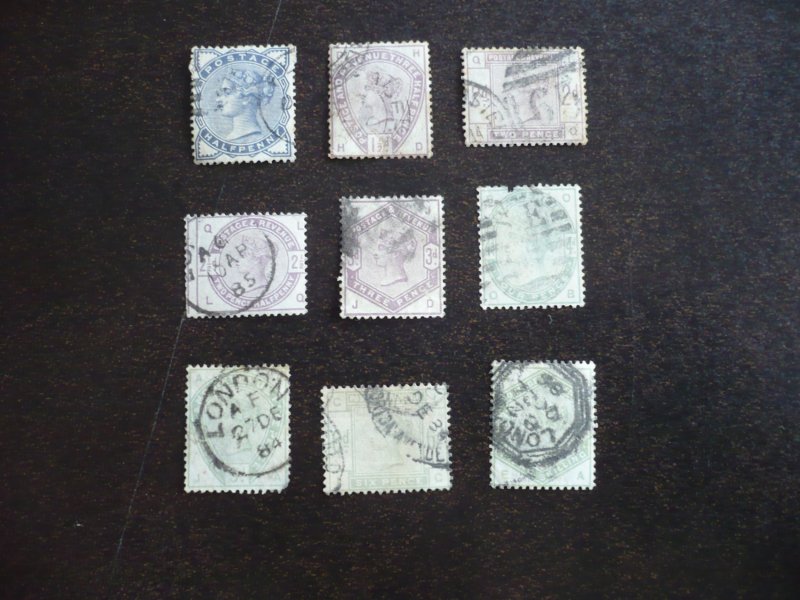 Stamps - Great Britain - Scott# 98-105,107 - Used Part Set of 9 Stamps