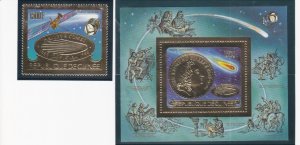 Guinea Halley's Comet, Gold Foil Stamp & Souvenir Sheet, Mint NH