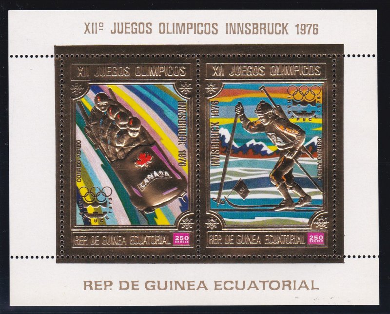 Equatorial Guinea # 7541, Innsbruck Winter Olympics, Gold Foil Sheet, NH