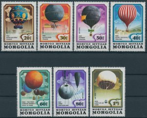 Mongolia Stamps 1982 MNH Hot Air Balloons Manned Flight Bicentenary 7v Set