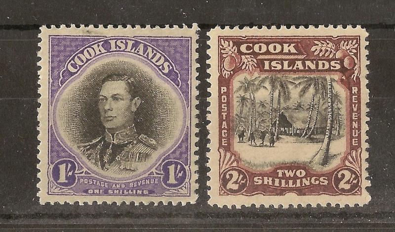 Cook Islands 1938 1/- & 2/- SG127-128 Mint Cat£31