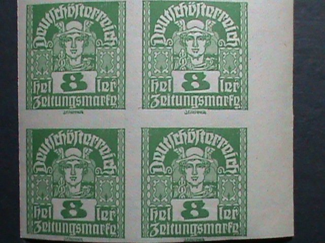 AUSTRIA -1920-SC#P33-OVER 100 YEARS OLD-MERCURY STAMPS-IMPERF-MNH - BLOCK-VF