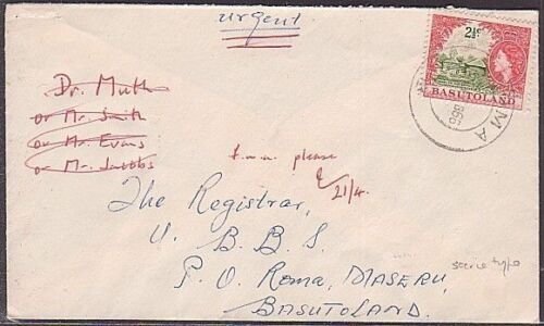 BASUTOLAND 1966 2½c on cover scarce type ROMA cds..........................35772 