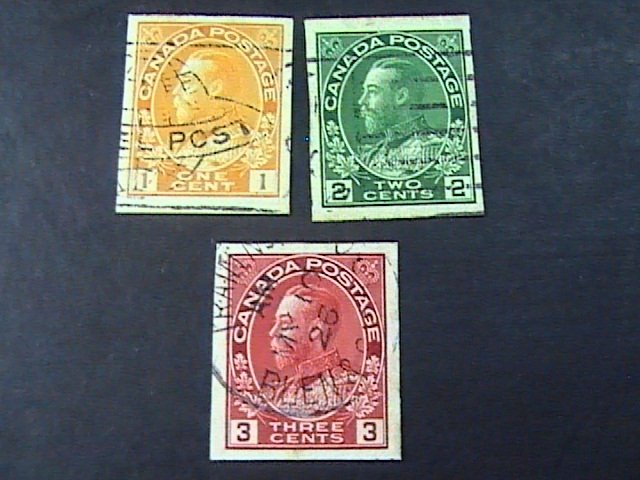 CANADA # 136-138--USED--COMPLETE SET---IMPERFORATE AS ISSUED---GEOV---1924