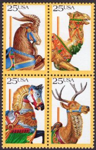 Scott #2393a (2390-93) Carousel Horses Block of 4 Stamps - MNH