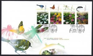 GARDENS = Butterfly, Salamander, Dragonfly = Official FDC = Canada 2006 #2145a-d