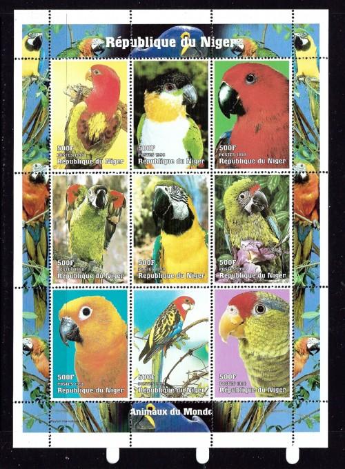 Niger 1011 NH 1998 sheet of 9 Parrots