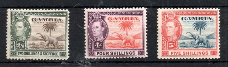 Gambia KGVI 1938 2s 6d 4/- & 5/- LHM #158-160 WS13876