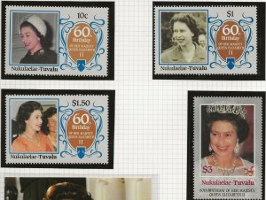 NUKULAELAE-TUVALU 1986 60TH BIRTHDAY QUEEN ELIZABETH,SET OF 4 PERF