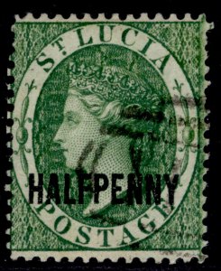 ST. LUCIA QV SG25, ½d green, FINE USED. Cat £50.