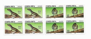 COSTA RICA 1992 UPAEP FAUNA BIRDS BLOCK OF FOUR MINT NEVER HINGED Sc 449/50