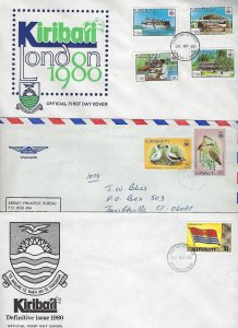 KIRIBATI UK 1980s SIX COVERS ONE OFFICIAL POSTAGE PAID TWO FDCs & 3 COMMERCIAL