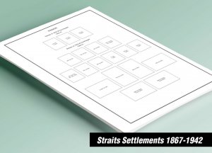 PRINTED STRAITS SETTLEMENTS 1867-1942 STAMP ALBUM  PAGES (17 pages)