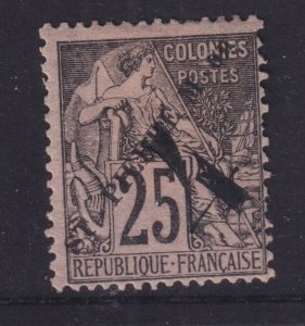 St. PIERRE et MIQUELON, 1892 1 on 25c. Black on Rose, lhm.