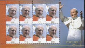 FIJI 2005 POPE JOHN PAULS II COMPLETE SHEETLET OF 8v # 9037