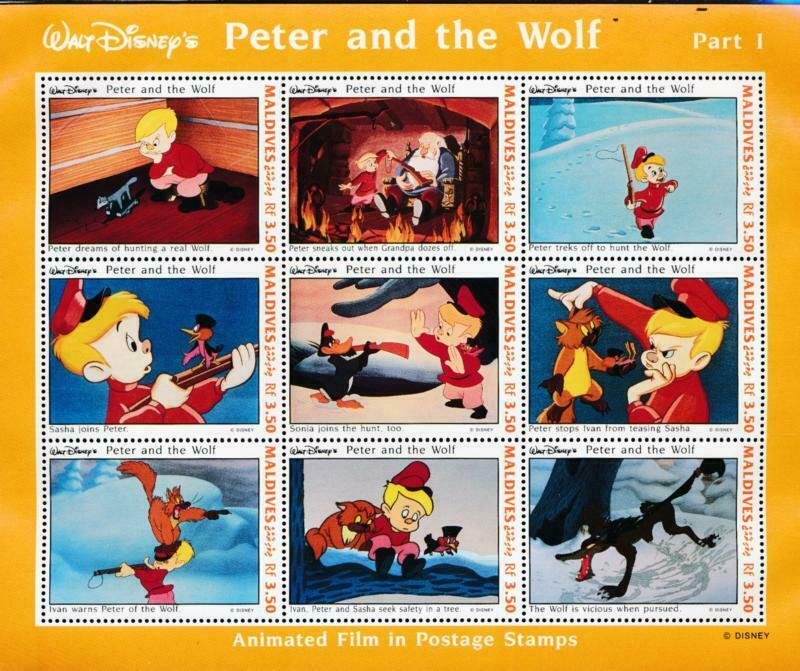 DISNEY MALDIVES 1919-1928 MINT NH PETER & THE WOLF