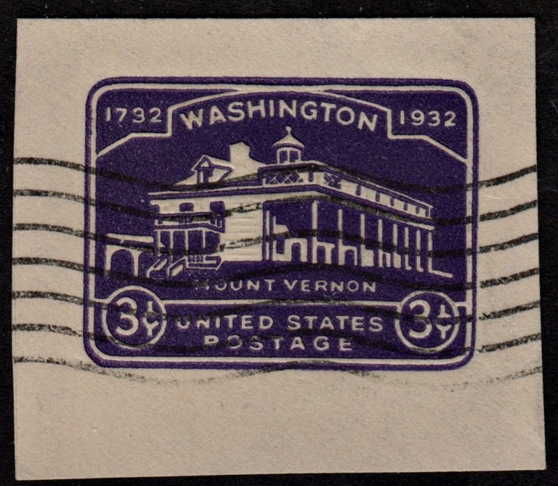 SC#U526 3¢ Washington Bicentennial Cut Square (1932) Used