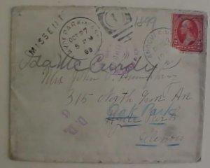 US MISSENT 1889 ANDOVER MASS TO HYDE PARK B/S OAK PARK DEFICIENCY