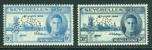 SG 152-153 Seychelles 1946 perf specimen set of 2. Lightly mounted mint...